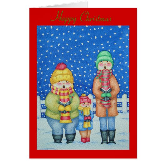 funny carol singers snow scene at christmas (Front)
