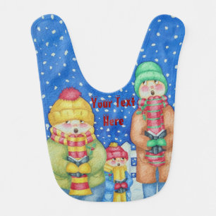 funny carol singers snow scene christmas bib