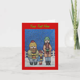 funny carol singers snow scene christmas design holiday card