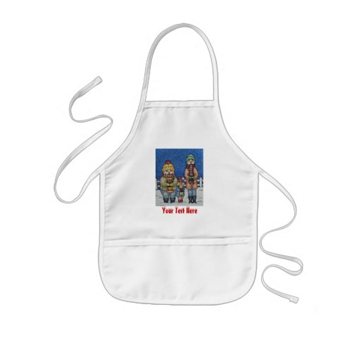 funny carol singers snow scene christmas design kids apron