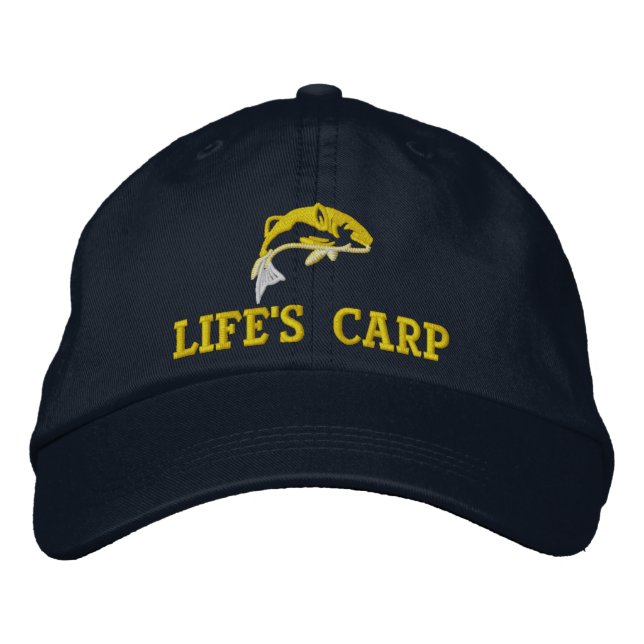 Funny Carp Fishing Embroidered Baseball Cap (Front)