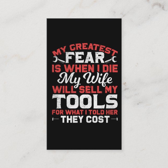 Funny Carpenter and Craftsman Husband Joke Business Card (Front)