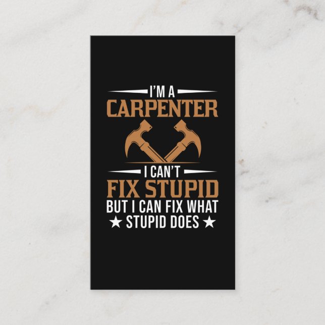 Funny Carpenter Dad Woodworking Husband Craftsman Business Card (Front)