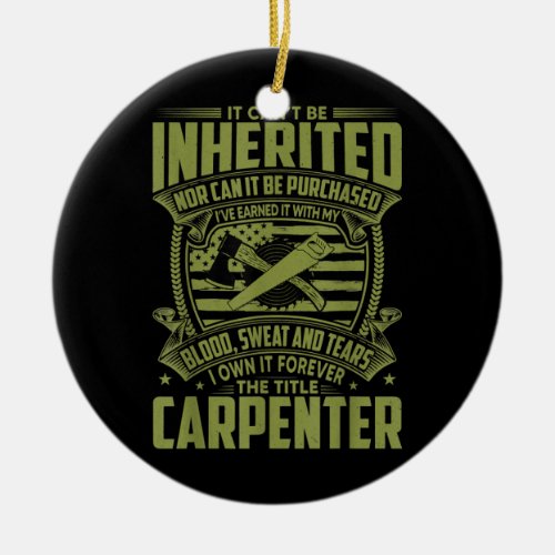 Funny Carpentry American Flag Woodworking Ceramic Ornament