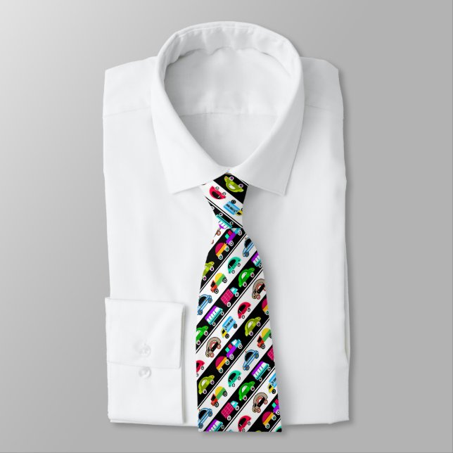 Funny cars neck tie (Tied)
