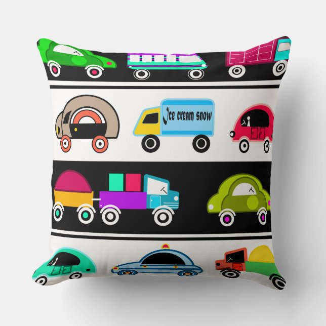 Funny cars throw pillow (Front)