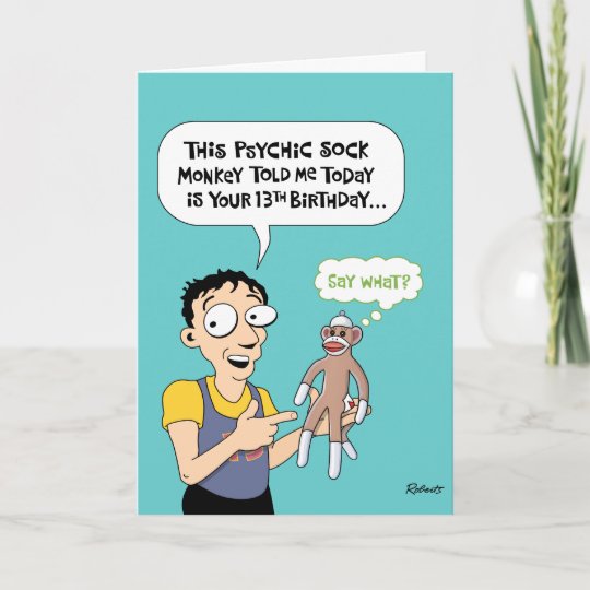 Funny Cartoon 13th Birthday Card | Zazzle.com