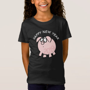 Funny Cartoon 4 Pig custom Year Birthday Girl Tee