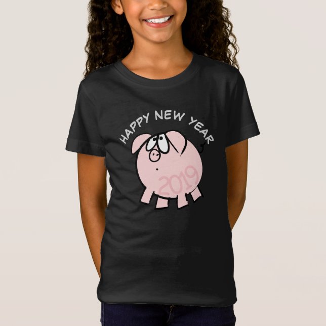 Funny Cartoon 4 Pig custom Year Birthday Girl Tee (Front)