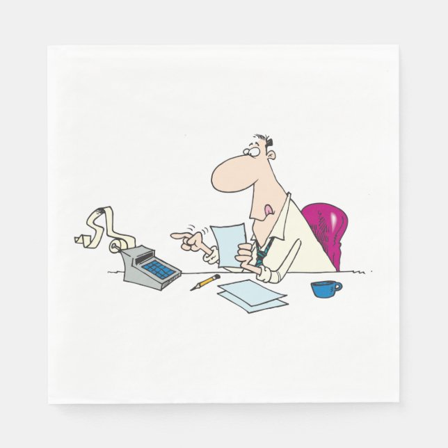 Funny Cartoon Accountant Office Humor Napkins (Front)