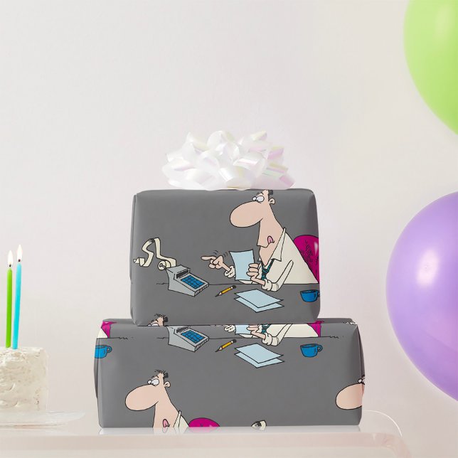 Funny Cartoon Accountant Office Humor  Wrapping Paper (Creator Uploaded)