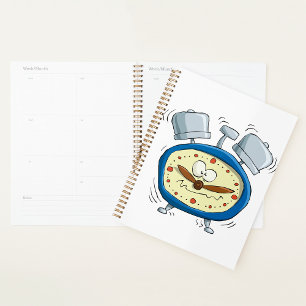 Funny Cartoon Alarm Clock Quirky Waking Up Planner