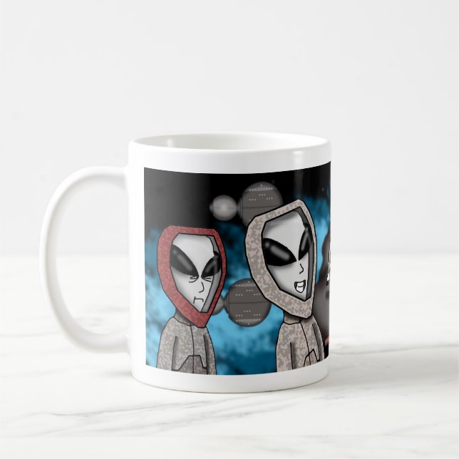 Funny Cartoon Alien Mug | Adorable Sci-Fi  (Left)