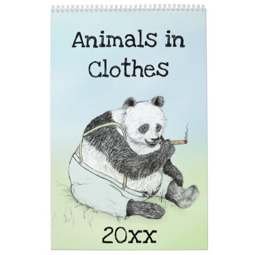 Funny Cartoon Animals in Clothes Calendar