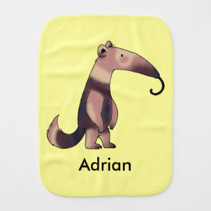 funny cartoon anteater - just add name burp cloth