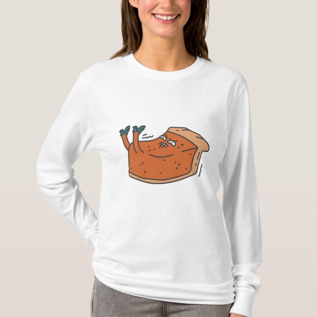 Funny cartoon anthropomorphic pumpkin pie  T-Shirt (Front)