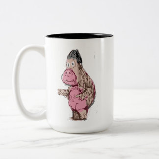 Funny Cartoon Ape & Monkey Sketch Two-Tone Coffee Mug