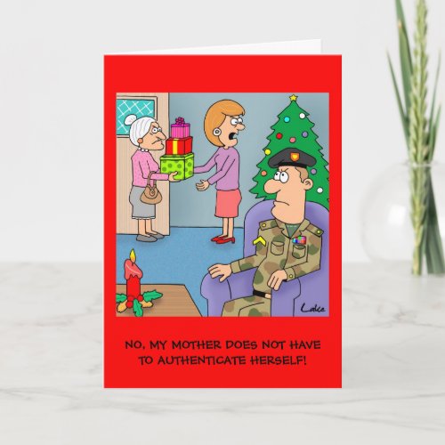 Funny cartoon Army Soldier Military Christmas card