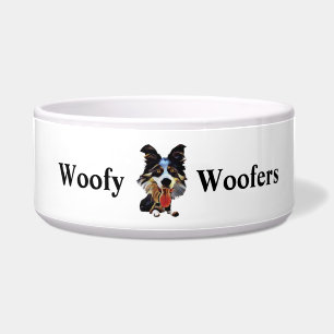 Funny Cartoon Art Border Collie Dog Bowl