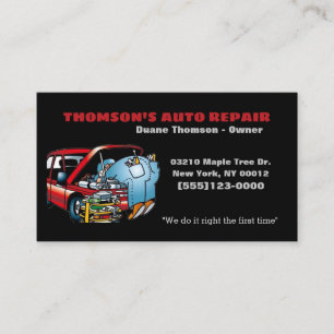  Funny Cartoon Automotive Mechanic Auto Business Card