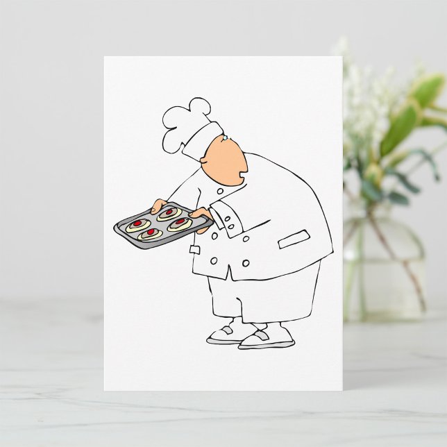 Funny Cartoon Baker Chef with Tray of Pastries Invitation (Creator Uploaded)