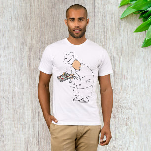 Funny Cartoon Baker Chef with Tray of Pastries T-Shirt