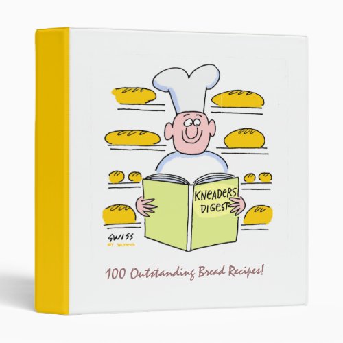 Funny Cartoon Baker in Bakery Bread Recipes Binder