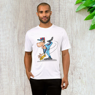 Funny Cartoon Baseball Pitcher Throwing a Fastball T-Shirt