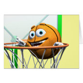 Funny Cartoon Basketball in a Hoop (Front Horizontal)