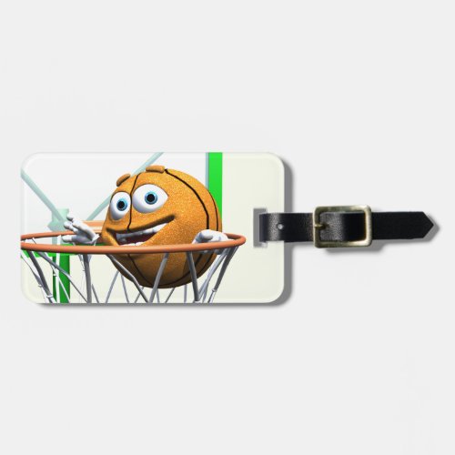 Funny Cartoon Basketball in a Hoop Luggage Tag