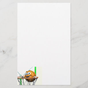 Funny Cartoon Basketball in a Hoop Stationery