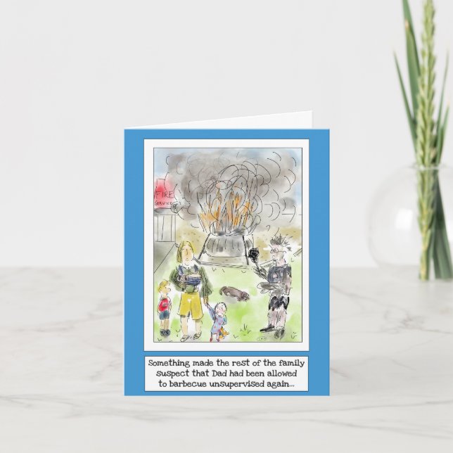 Funny Cartoon BBQ Cooking Card for Dad (Front)