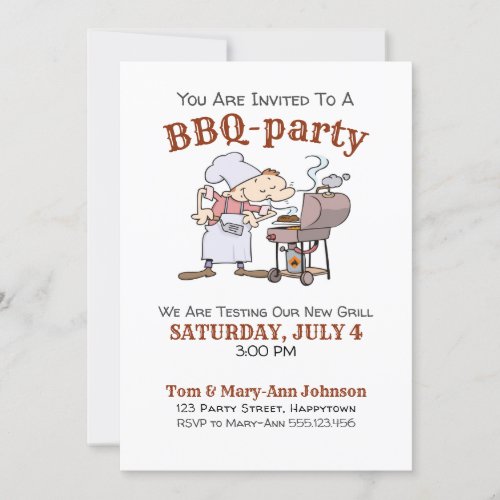 Funny Cartoon BBQ Party Invitation