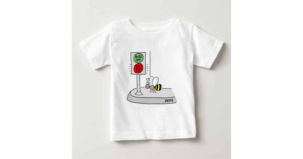 Funny Cartoon Bee Buzz Off Walk Don T Walk Signal Baby T Shirt