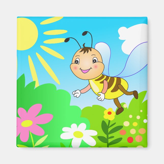 funny cartoon bee magnet (Front)