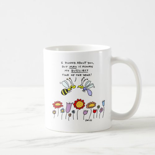 Funny Cartoon Bees and Flowers in Springtime Coffee Mug