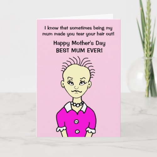 Funny Cartoon Best Mom Mothers Day Card