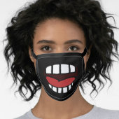Funny Cartoon Big Mouth Big Teeth Laughing Face Mask (Worn Her)