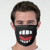 Funny Cartoon Big Mouth Big Teeth Laughing Face Mask (Worn Him)