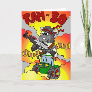 Funny Cartoon Birthday Card - Rambo / Ram-bo