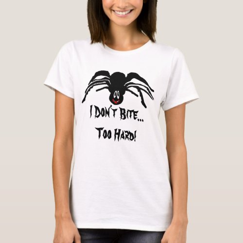 Funny Cartoon Black Spider Dont Bite Womens T_Shirt