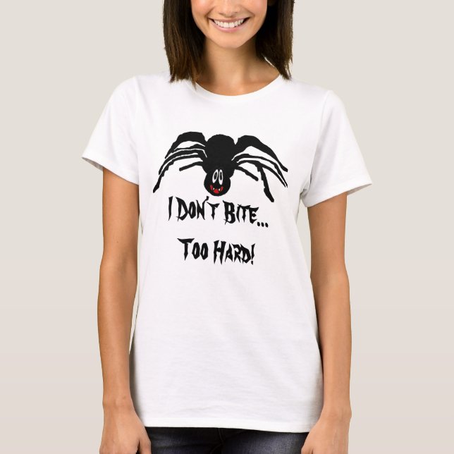 Funny Cartoon Black Spider Don't Bite Women's T-Shirt (Front)