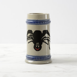Funny Cartoon Black Spider Halloween Black Widow Beer Stein