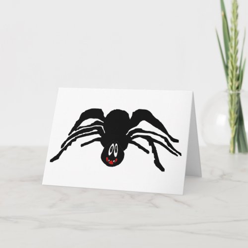 Funny Cartoon Black Spider Halloween Black Widow Card