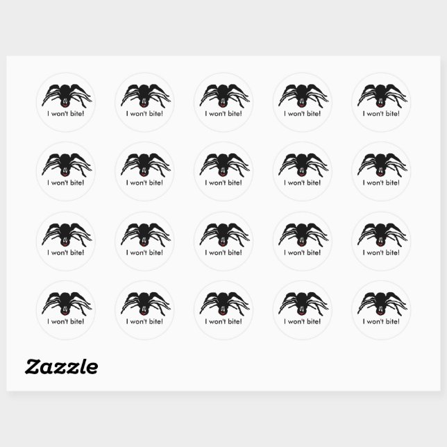 Funny Cartoon Black Spider Halloween Black Widow Classic Round Sticker (Sheet)
