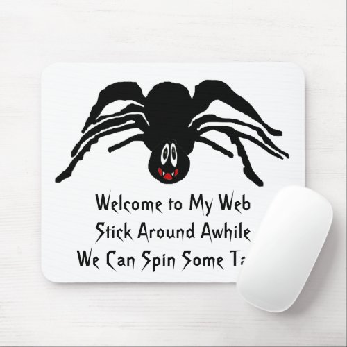Funny Cartoon Black Spider Halloween Black Widow Mouse Pad