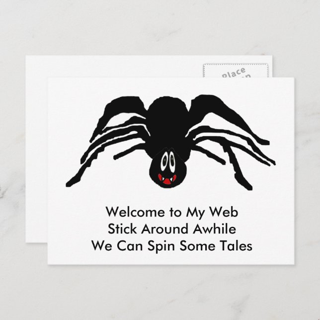 Funny Cartoon Black Spider Halloween Black Widow Postcard (Front/Back)