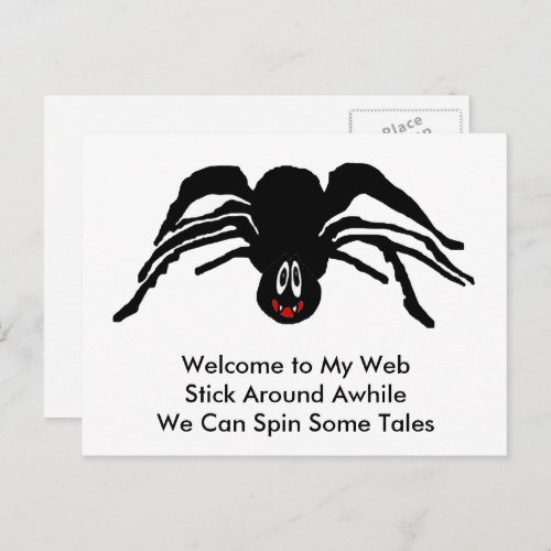 Funny Cartoon Black Spider Halloween Black Widow Postcard
