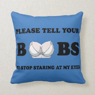 Funny cartoon boobs humorous joke, quote cover throw pillow