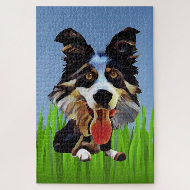 Funny Cartoon Border Collie 1014 Piece Puzzle (Vertical)
